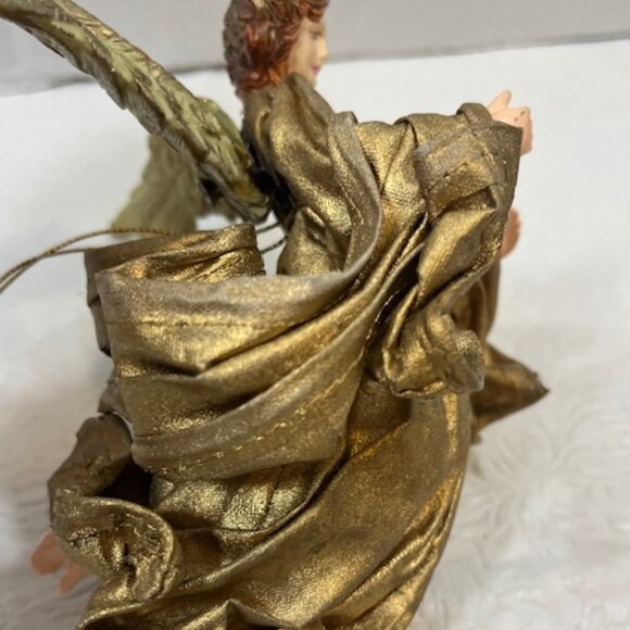 VTG Red Haired Guardian Angel Gold Gown Hanging Holiday Christmas Ornament 6" - Picture 10 of 13